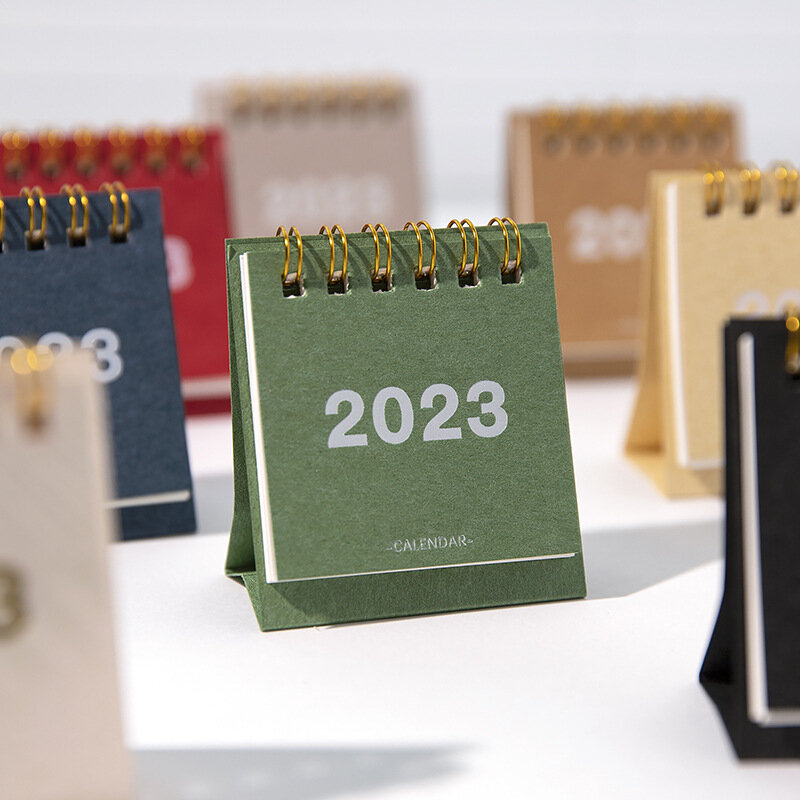 Mini Calendario de papel de escritorio, decoración refrescante, Simple, Color sólido, 2023