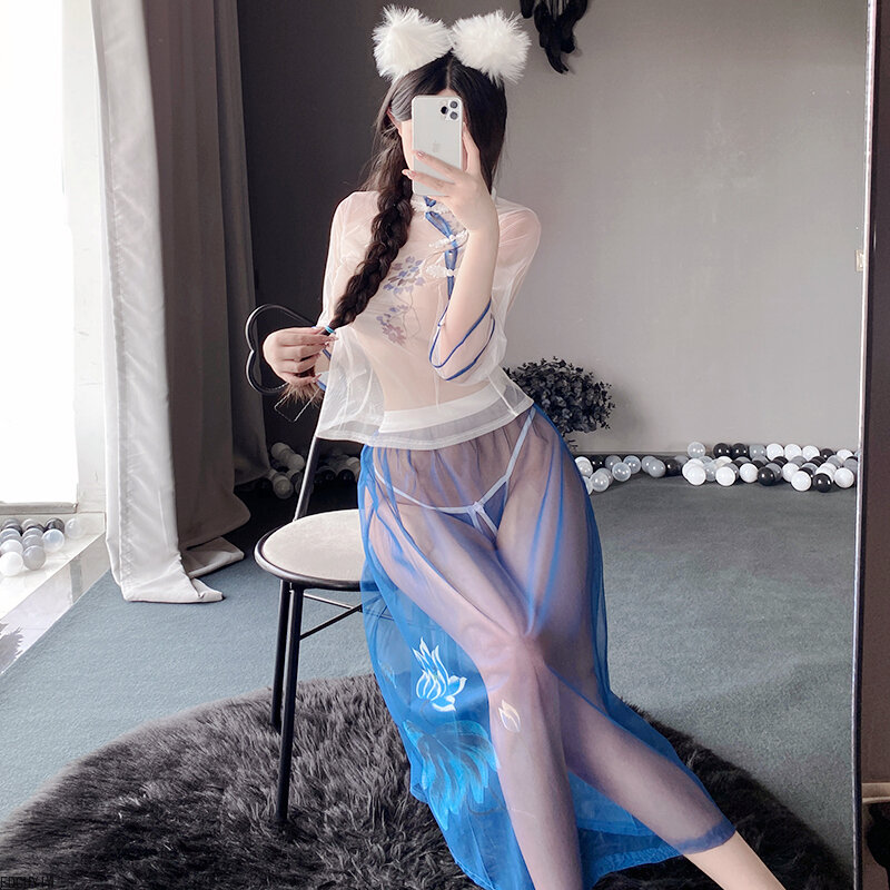 PerconsiderPrairie Hanfu-Pyjama sexy pour femmes, ensemble haut et jupe longue, cosplay traditionnel chinois rétro, olympiques référer chauds