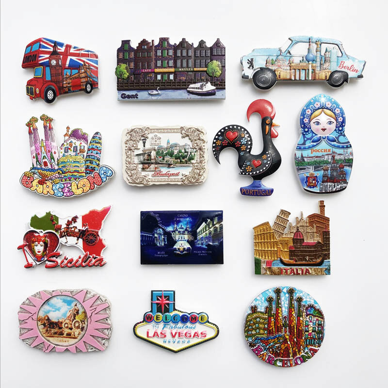 QIQIPP-refrigerador magnético UV de Italia, Estados Unidos, Países Bajos, Portugal, artesanías decorativas conmemorativas de Turismo, regalos