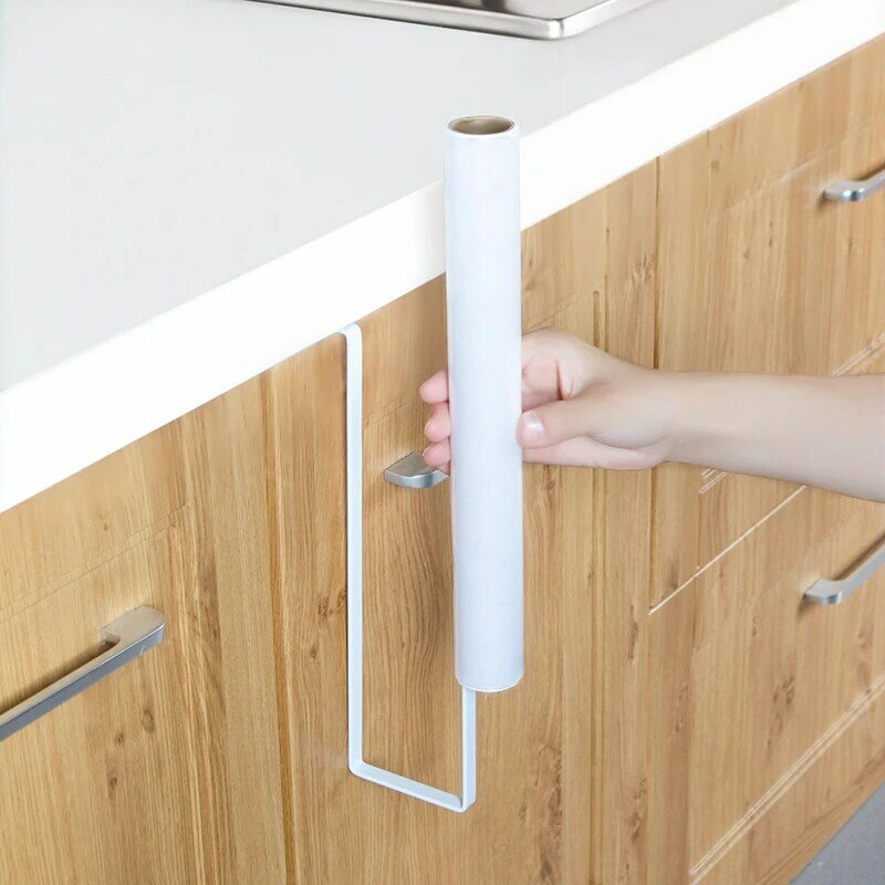 Plug-in banheiro cozinha toalete rack de rolo suporte de papel suporte de metal cabide toalha tipo de suspensão sem perfuração design sem danos