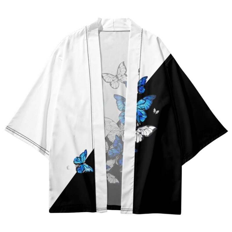Khối Màu In Bướm Thời Trang Nhật Bản Cardigan Nữ Truyền Thống Châu Á Quần Áo Cosplay Áo Yukata Haori Bãi Biển Kimono