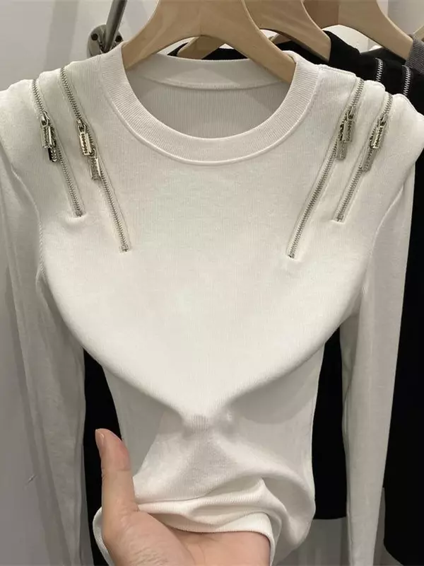 Camiseta de manga larga para mujer, ropa ajustada de algodón, Sexy, Y2k, Verano
