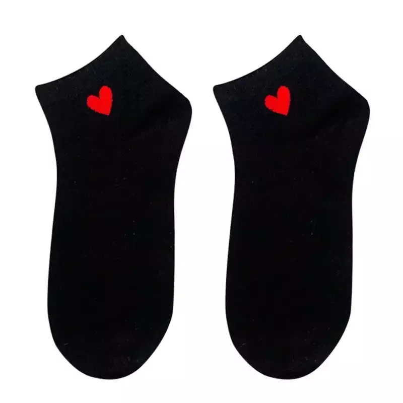 yuehao sock slippers womens heart ankle high low cut cotton socks black