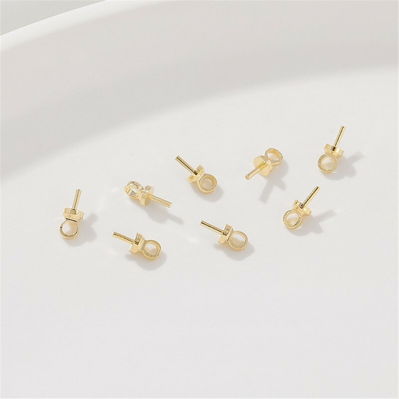 14K18K Gold Wrapped Half Hole Pearl Pendant Bead Holder Flower Set Hat DIY Handmade Necklace Earrings Jewelry Accessories