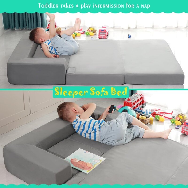 Sofa podłogowa Meble wyobraźni Zestaw do zabawy do sypialni Sofy dziecięce 4-częściowa składana kanapa do zabawy dla maluchów Mini
