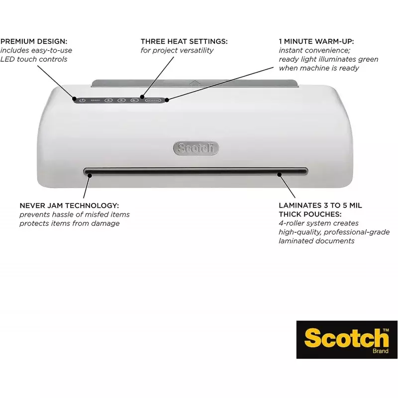 Thermo laminator der Marke Scotch, 12,3 Zoll, 1-minütiges Aufwärmen, schnelle Laminierung, nie Stau technologie, 4-Rollen-Maschine (tl1306)