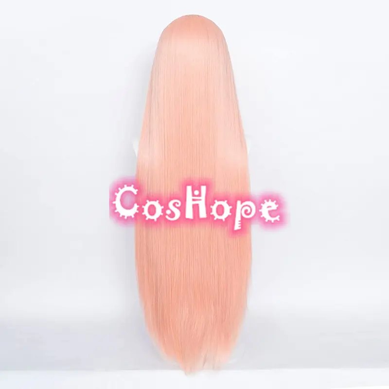 파워 코스프레 가발, 스트레이트 오렌지 핑크 가발, 애니메이션 코스프레 가발, 내열성 합성 가발, 100cm 길이