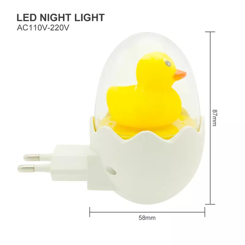 ANBLUB EU Plug Yellow Duck LED Night Light Sensor Control Dimmable Wall Lamp Bedroom Baby Children Kids
