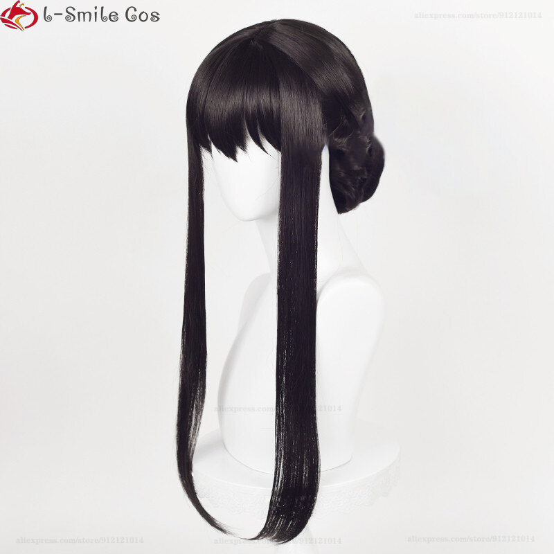 Anime cos Yor Forger długie czarne peruka do Cosplay włosy odporne na ciepło syntetyczne peruki do odgrywania ról Halloween + czapka z peruką