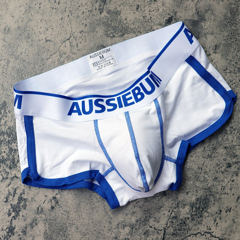 Aussiebum-メンズボクサーパンツ,セクシーな無地のショートパンツ,凸型のデザイン,耐衝撃性,頑丈