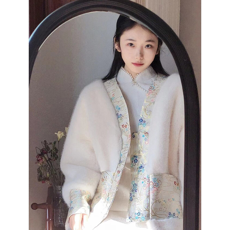중국 스타일 개량 치파오 여성 당나라 정장 상의, 짧은 면 코트 재킷, 가을 및 겨울 패션