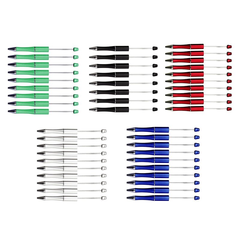 20Pcs DIY Beaded Pens Rotating Plastic Beaded Ballpoint Pen Shaft For DIY Pen Decoration Supplies Office School 14Cm (Blue)