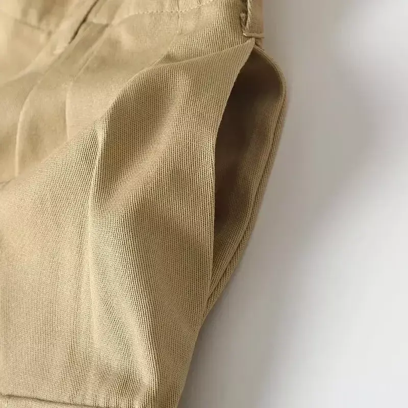 2023กางเกงขาสั้นแฟชั่นผู้หญิง, กางเกงขาสั้นกางเกงขาสั้นสตรียืดหยุ่นสูงย้อนยุคมีกระเป๋าสองแถบสี