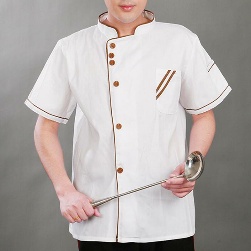 Manga curta chef uniforme com botões, restaurante camisa, roupas de cozinha, respirável Workwear, secagem rápida, verão
