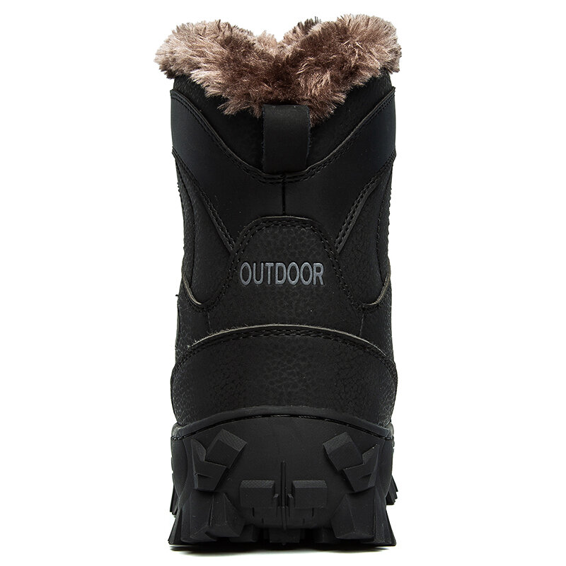 HIKEUP-zapatos de senderismo al aire libre para hombre, botas de nieve militares, de cuero genuino, acolchadas, de alta calidad, cálidas, informales, de algodón