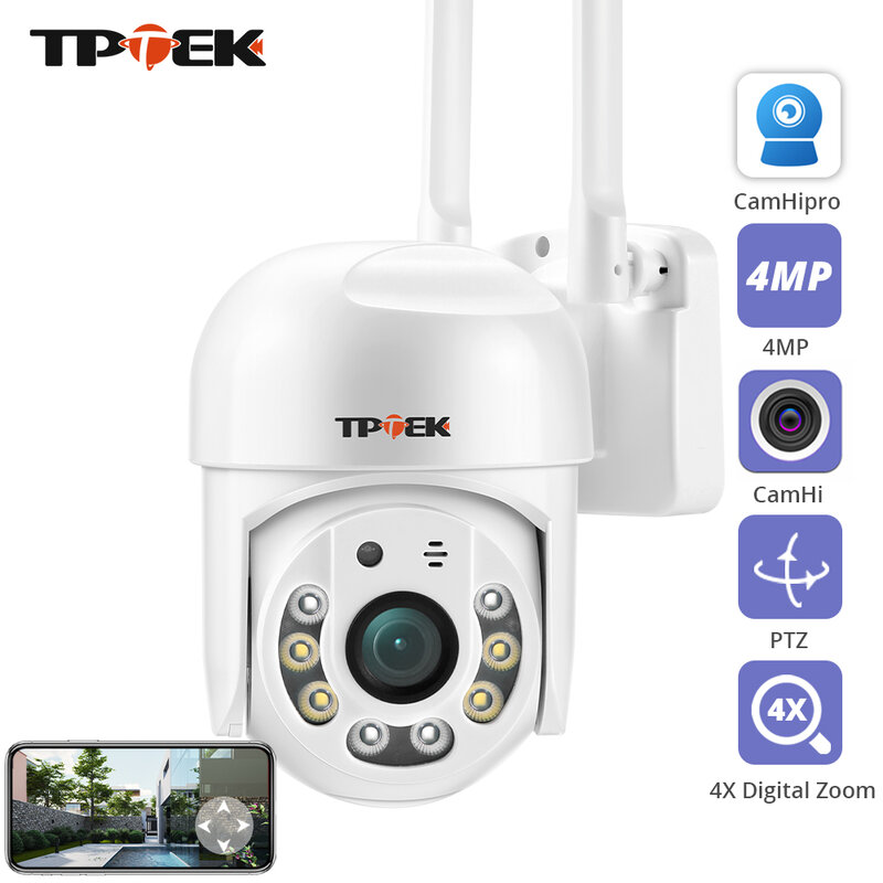 屋外監視カメラPTZIP WiFi 2MP/1080p,4倍デジタルズーム,ワイヤレスセキュリティデバイス,x4ズーム,屋内および屋外用