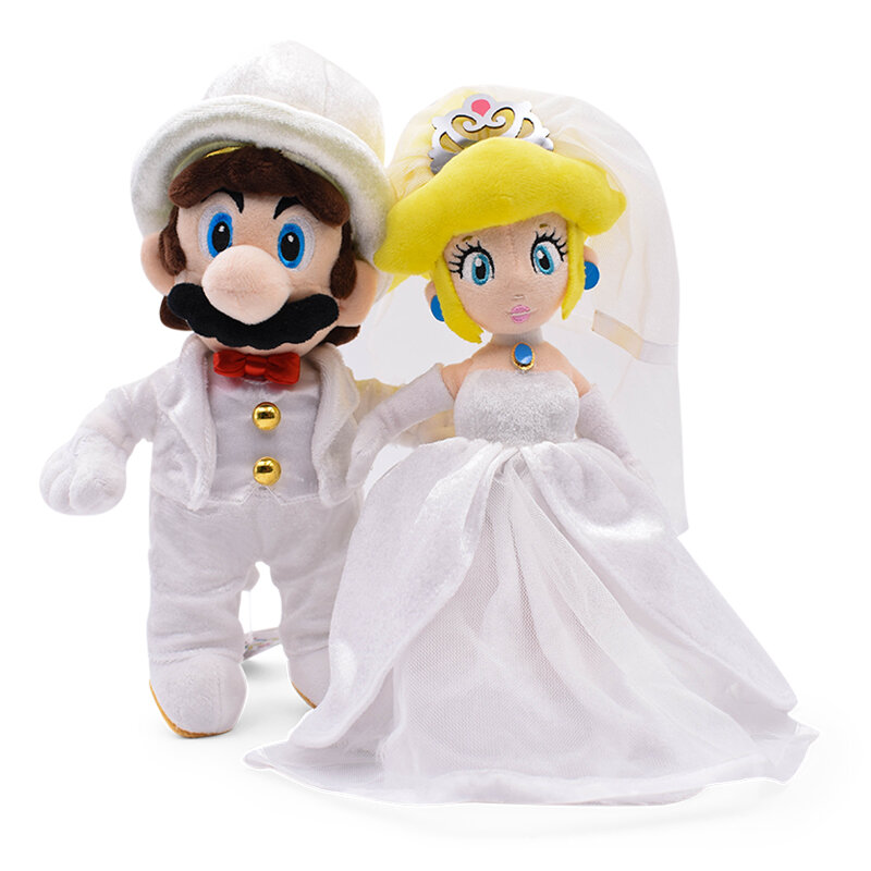 Bonecas Kawaii Cartoon Game para crianças, Mario, Bowser, casamento, princesa, margarida, pêssego, coleção de brinquedos de pelúcia, presente de aniversário