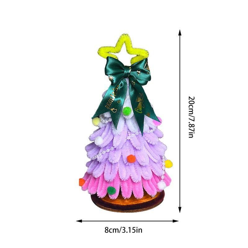 Kit kerajinan pohon Natal 3D, Kit pembuatan kartu kerajinan Natal balita pohon Natal dengan ornamen lampu dekorasi untuk anak-anak