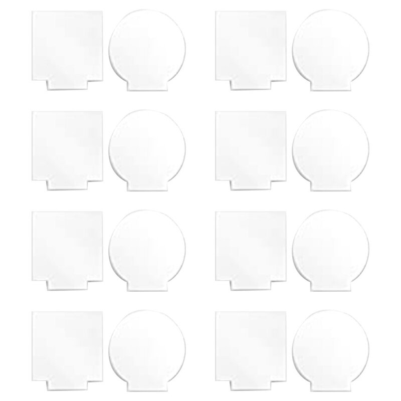 Hojas acrílicas transparentes, 16 piezas, cuadradas redondas