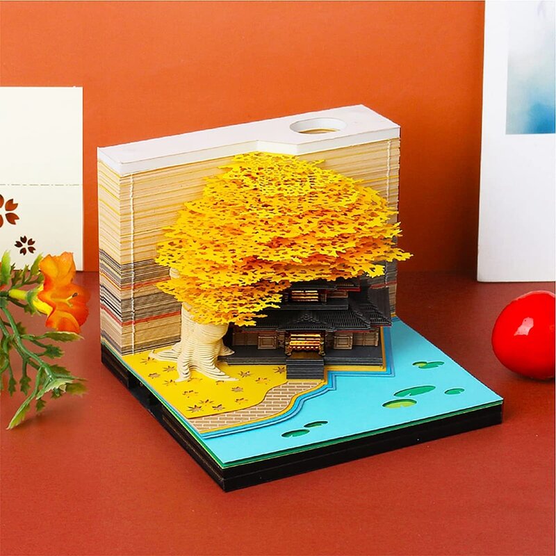 Stiker nyaman catatan tongkat 3D kerajinan kartu kertas kreatif DIY catatan pos dengan lampu