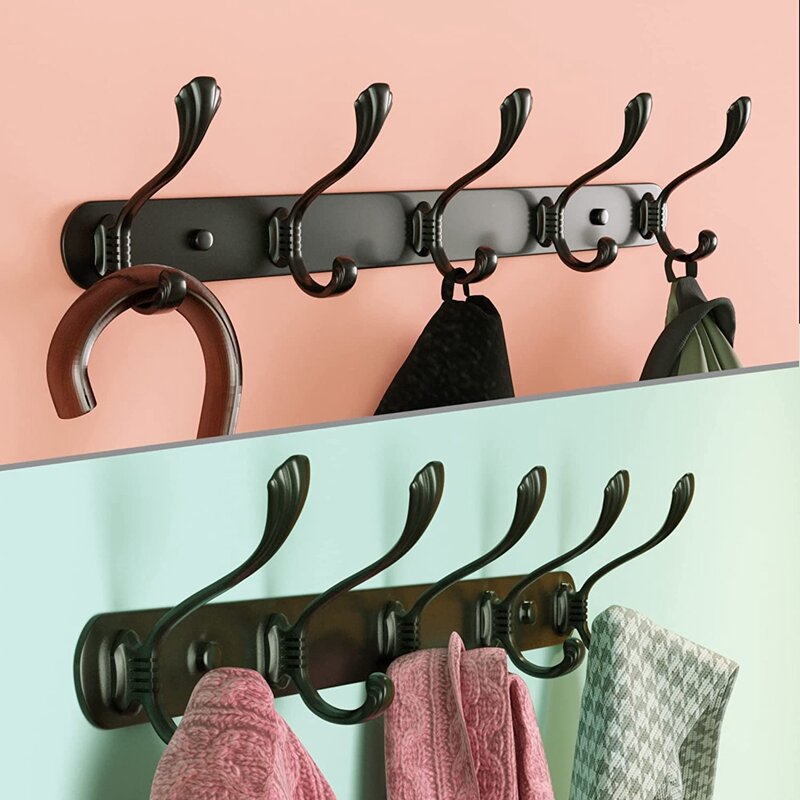 Coat Hooks Wall Mounted (2 Pack) - Stainless Steel Wall Hooks - Multipurpose Heavy Duty Coat Rack With Fittings Included
