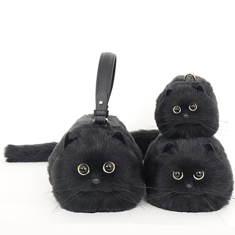 Mini sac à main en cuir chat noir pour femme, sac à bandoulière, haute qualité, luxe, mode, initié, mignon, femme, 2023