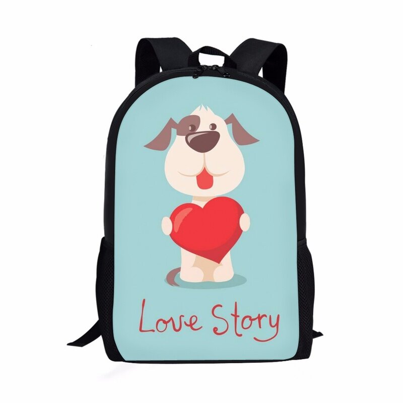 Cute Dog Print Pattern School Bag para crianças, Adolescentes Mochila de grande capacidade, Jovens sacos casuais para crianças, Moda