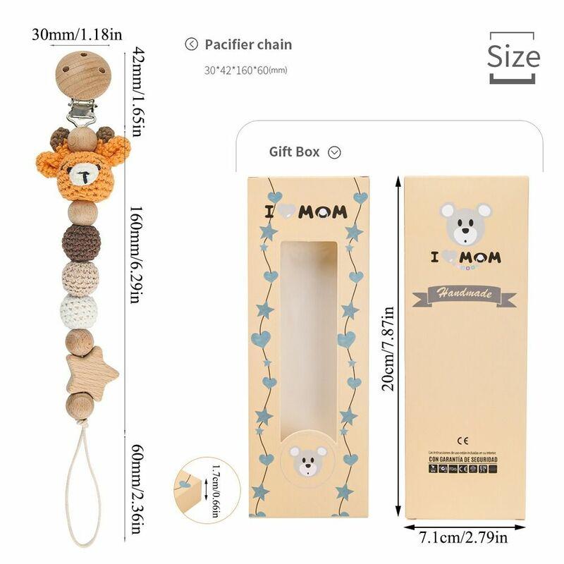 Animale del fumetto con borsa portaoggetti giocattoli per la dentizione Anti-goccia clip per ciuccio per bambini supporto fittizio supporto per ciuccio a catena per succhietto