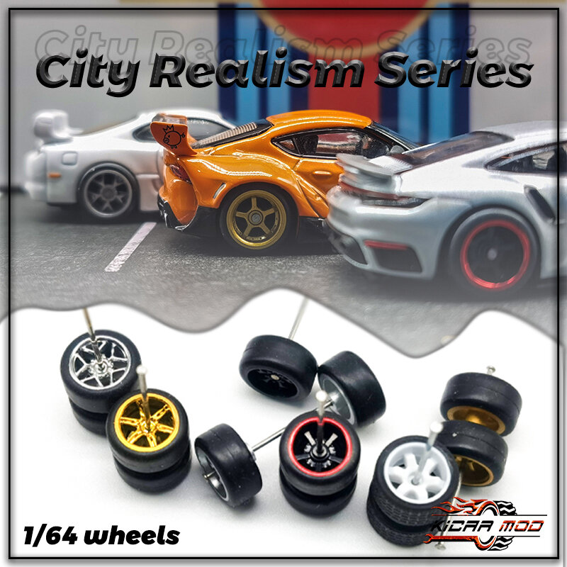 Ruedas de la serie City Realism para coche de carreras 1:64, 1/64 ruedas (5 juegos), coche fundido a presión, coche deportivo dedicado, regalo para adultos