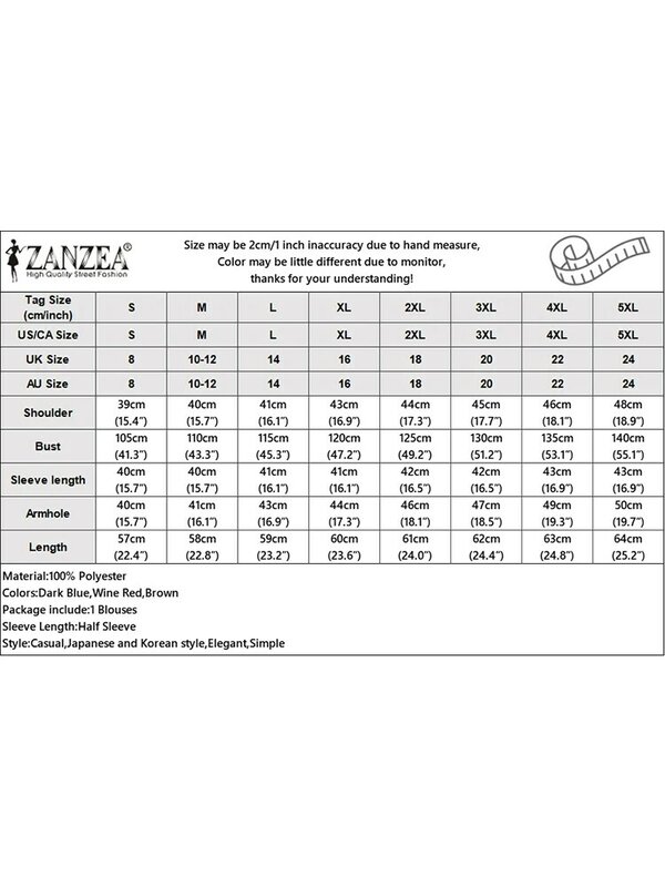 ZANZEA 여성용 반팔 블라우스, 더블 레이어 탑 셔츠, 캐주얼 라운드넥 튜닉, 우아한 심플 솔리드 블라우스, 오버사이즈, 2024 여름