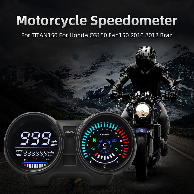 Digital LED Painel Velocímetro, Medidor de velocidade RPM para a motocicleta, Brasil, Titan 150, Honda Cg150, fan150, 2010, 2012, Novo, 2023