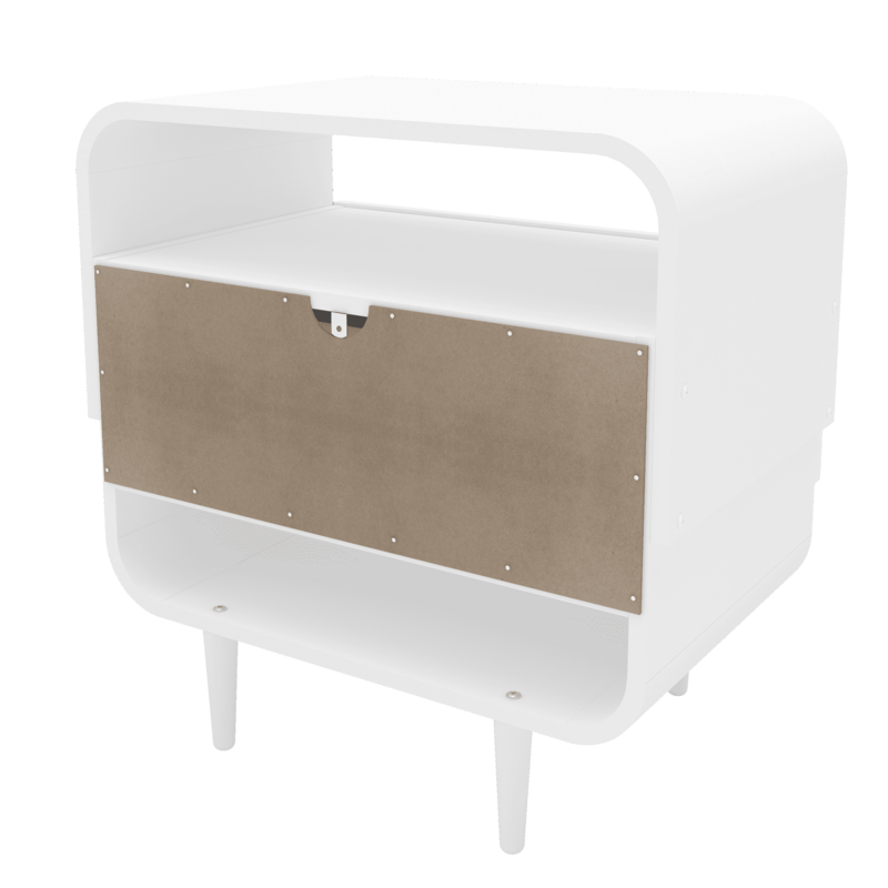Boahaus Cadiz moderner Nachttisch mit einer Schublade, weißes Finish, für Schlafzimmer