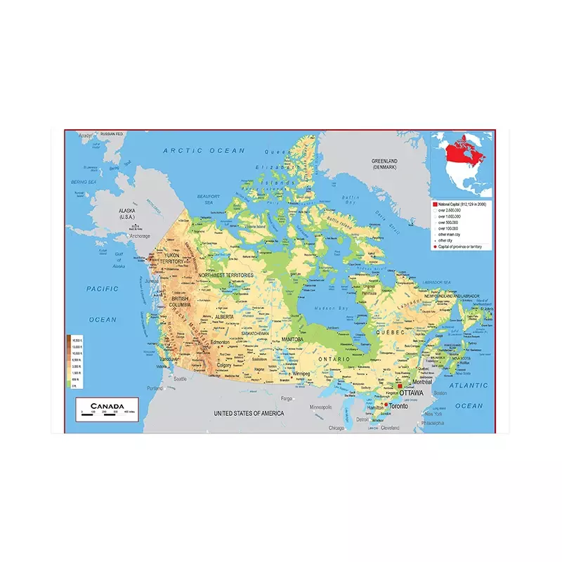 150*100 см канадская топографическая карта во французском стиле без рамки плакаты и принты на стену картины на холсте Декор для дома гостиной