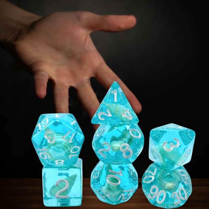 7 buah polihedral mainan hiburan dadu akrilik untuk permainan papan bermain peran permainan kartu permainan meja permainan kartu permainan
