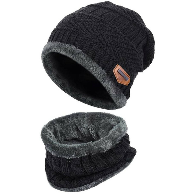 Winter Warm Beanie Hat Scarf Gloves Set Unisex Winter Warm Knitted Beanie Hat Neck Glove For Men Women