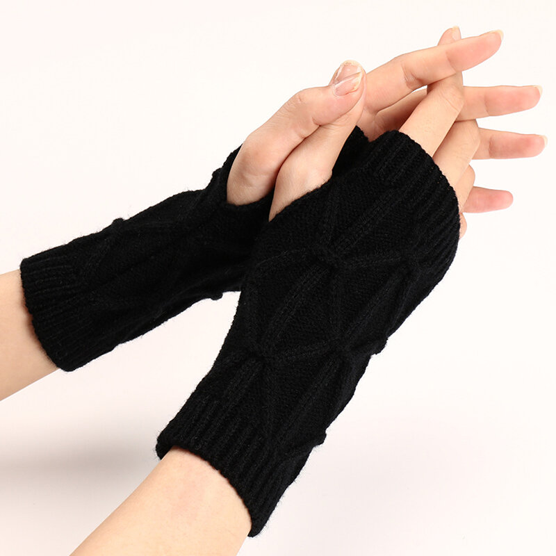 Women Half Finger Gloves Unisex Stretch Gloves Warmer Arm Sleeves Mens Fingerless Glove Winter Knitting Arm Cover Wholesale
