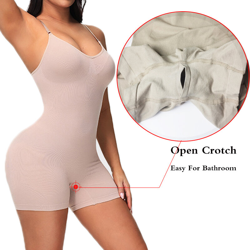 GUUDIA Open Crotch Bodysuit Shapewear Jumpsuit Body Shaper Compress Tummy Control Shapers Spandex Elastic Shape Seamless Smooth