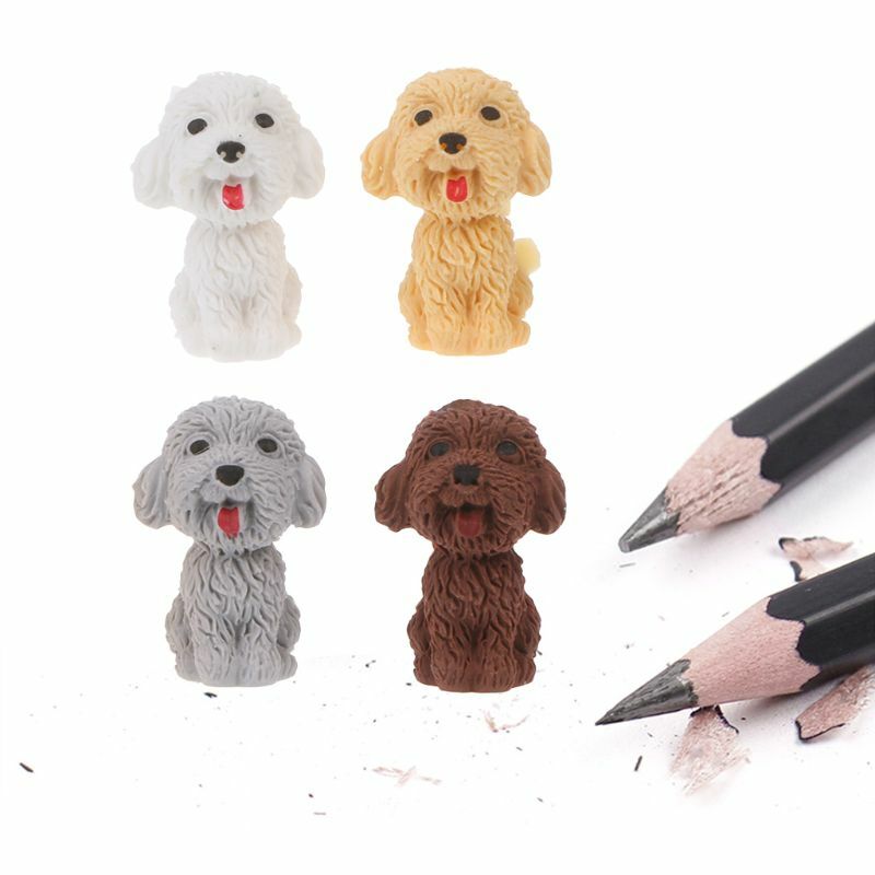 Mini 3D lindo perro dibujos animados lápiz borrador escuela estudiante papelería coreana C
