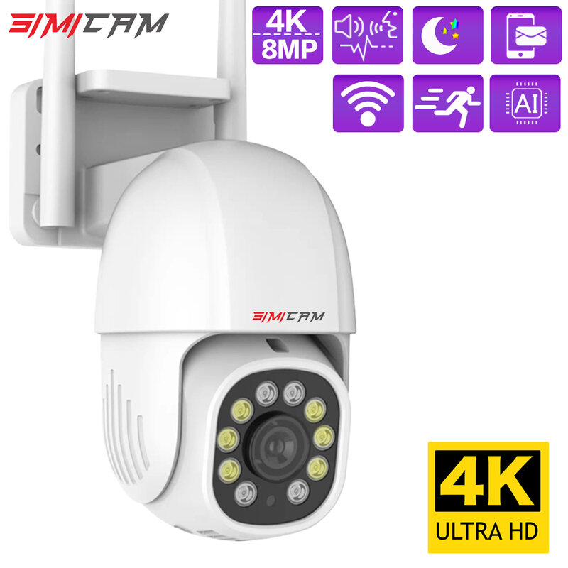 Cámara de vigilancia IP 4K con Wifi para el hogar, dispositivo de seguridad inteligente con rotación de 360 grados, doble luz a todo Color, visión nocturna, inalámbrico, para exteriores