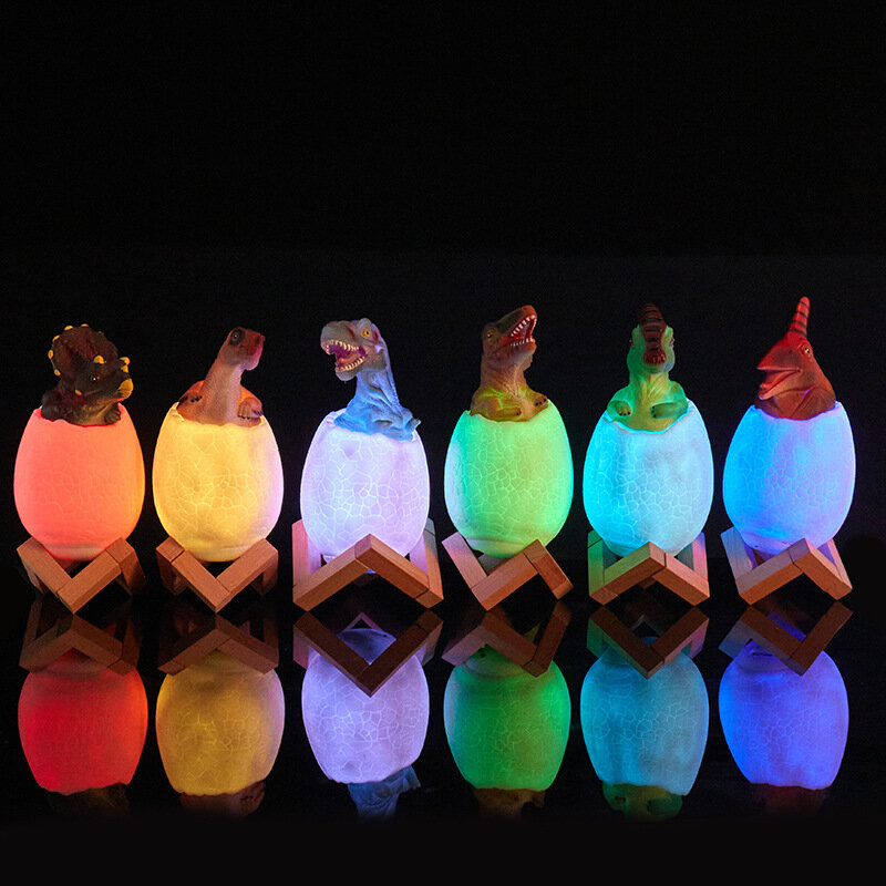 50 pçs dinossauro ovo luz da noite 3d led dinossauro sensor de toque remoto lâmpada usb recarregável cabeceira decoração crianças brinquedo presente