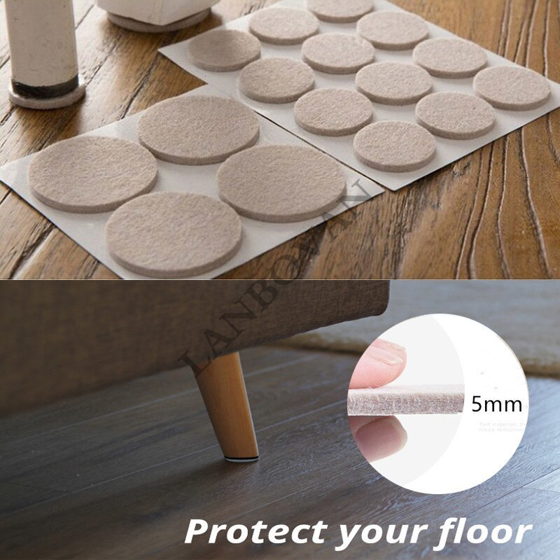 18-160 pcs felt chair leg pads 5mm Thick Floor Scratch Protector Mat Mute Non-slip DIY Furniture Felt Pads for Hardwoods Floors
