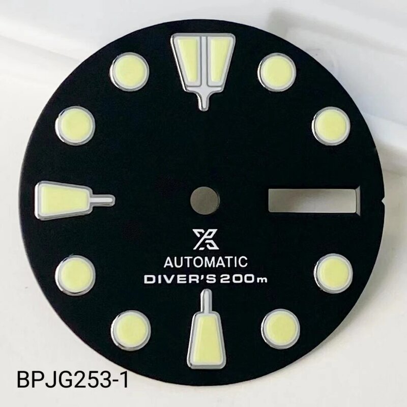28.5mm czarny światło żółte zielony kalendarz dzień uchowca literał nadaje się do NH36 ruch niestandardowe akcesoria do zegarków