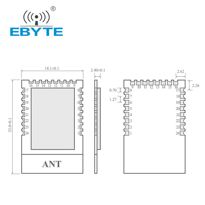 Módulo receptor do transmissor sem fio Zigbee, casa inteligente, EBYTE, E18-MS1-PCB, 2,4 GHz, CC2530, 10 pcs por lote