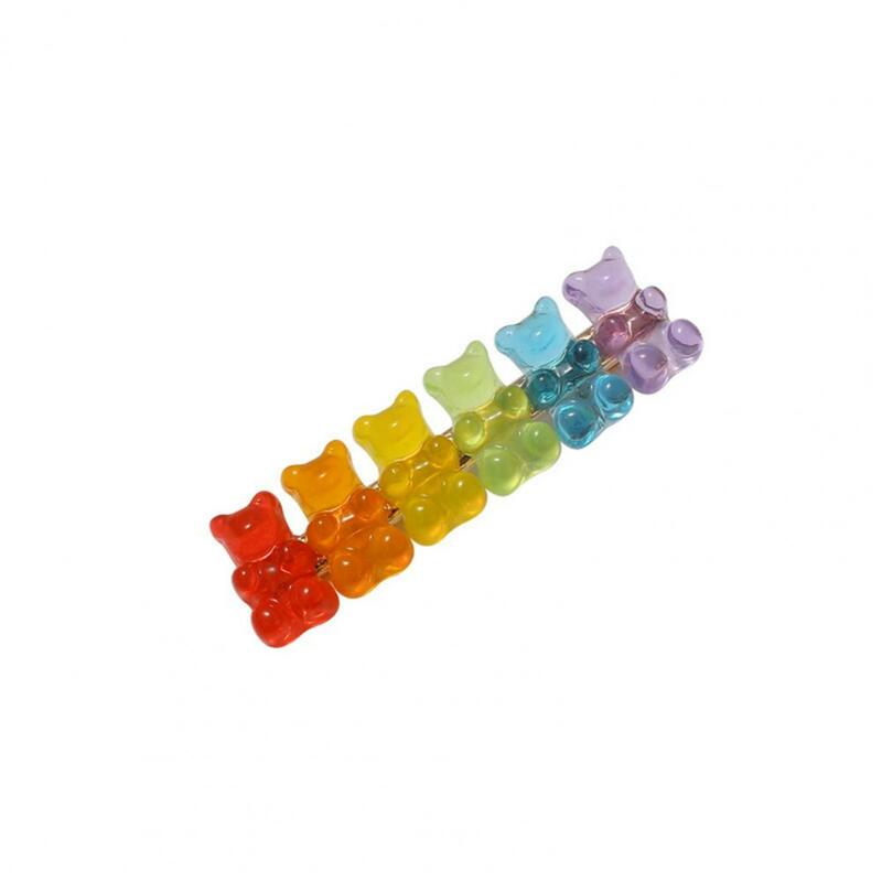 Bear Shape Jelly Color Hairpin para mulheres, grampo de cabelo, resina, colorido, bonito, grampo de cabelo feminino, headwear para uso diário