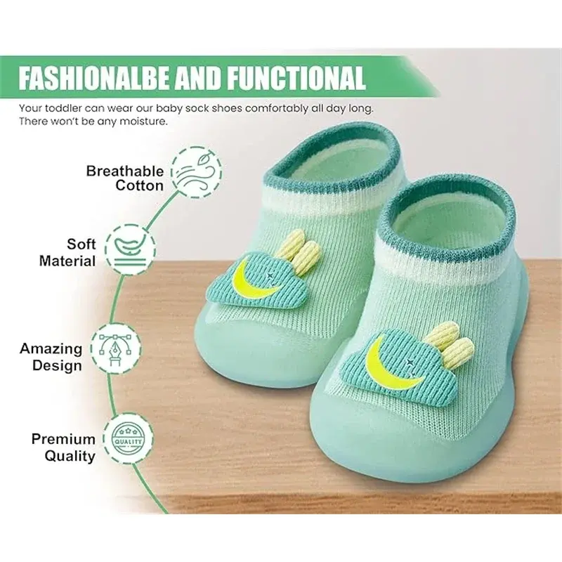 Zapatos de bebé para primeros pasos, zapatillas antideslizantes de suela suave, calcetín para bebé