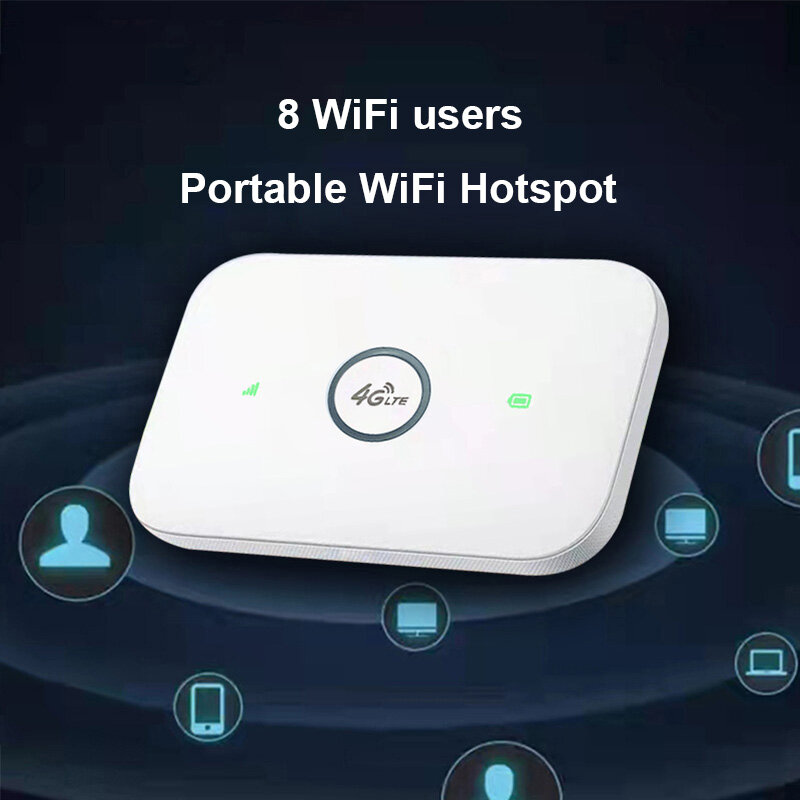 Router 4G nirkabel lte, modem wifi kartu Sim hotspot saku MIFI 8 pengguna WiFi baterai bawaan
