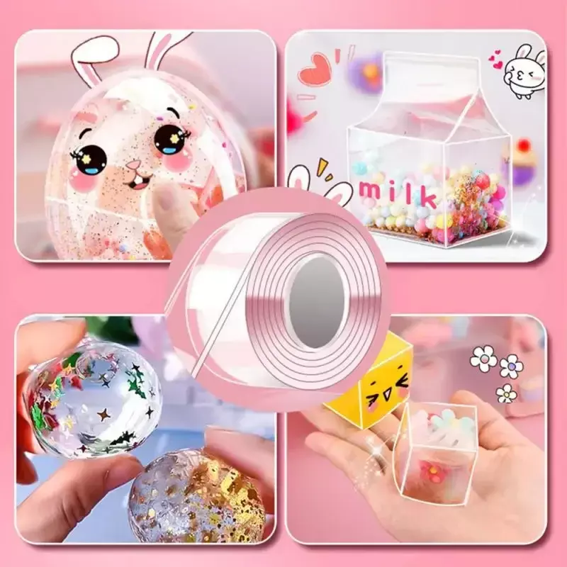 PET Glue Decorative Tape Knead Music Double Sided Tape Decompression Toy Stickers Blow Bubbles Bubble Blowing  Home