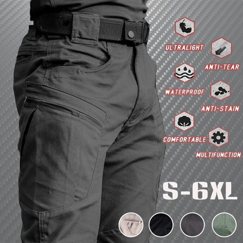 Calças de carga táticas impermeáveis para homens ao ar livre, calças compridas militares casuais respiráveis, calças de secagem rápida masculinas, verão 2023