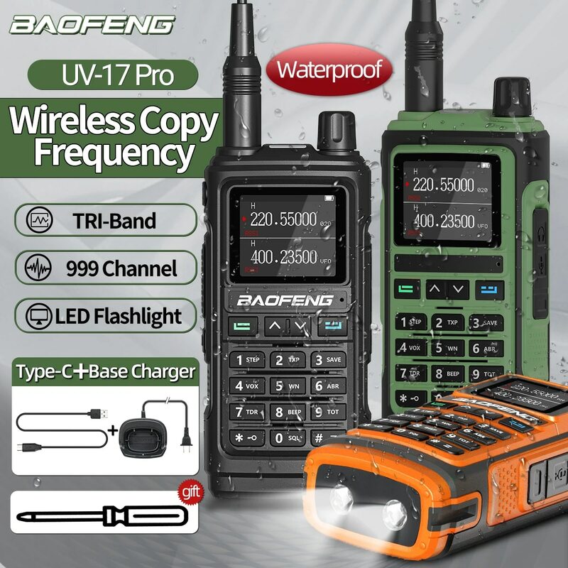 Baofeng uv 17 pro drahtlose kopie frequenz walkie talkie 16 km langstrecken taschenlampe typ-c ladegerät ham radio uv 17 pro l k5 5r