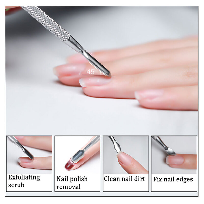 1/3Pc Cuticle Pusher Roestvrij Staal Dode Huid Cuticula Remover Manicure Cleaner Care Nail Gereedschap Manicure Gereedschap Repousse cuticule